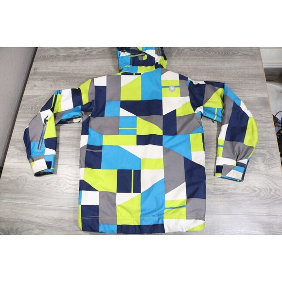 Marmot Jacket Men Medium Abstract Hooded Heavy Winter Snow Sports Ski - Picture 9 of 11